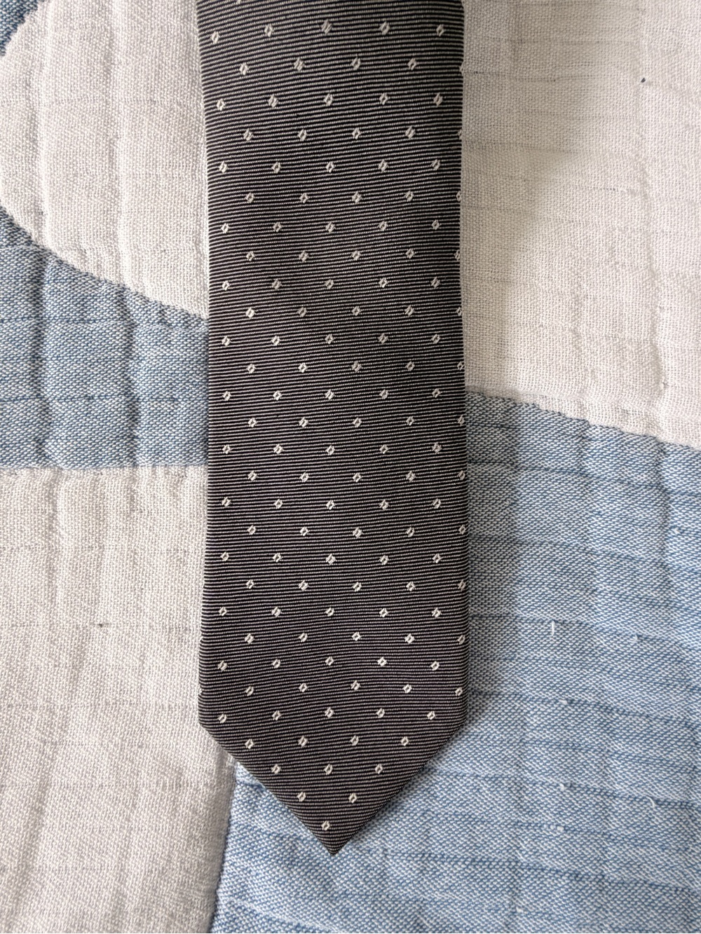 Calvin Klein Dark Silver Tie with Tiny White Dots
